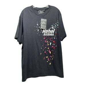 Rebel Vengeance Rebel Archives Men's 2XL Black Cotton Short Sleeve Shirt (G6)